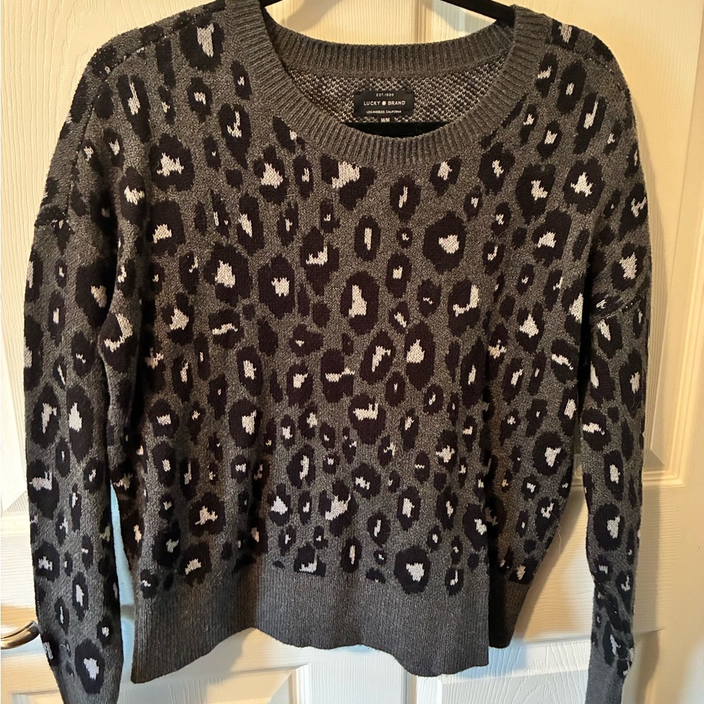 Lucky Brand Charcoal Animal Print Sweater
